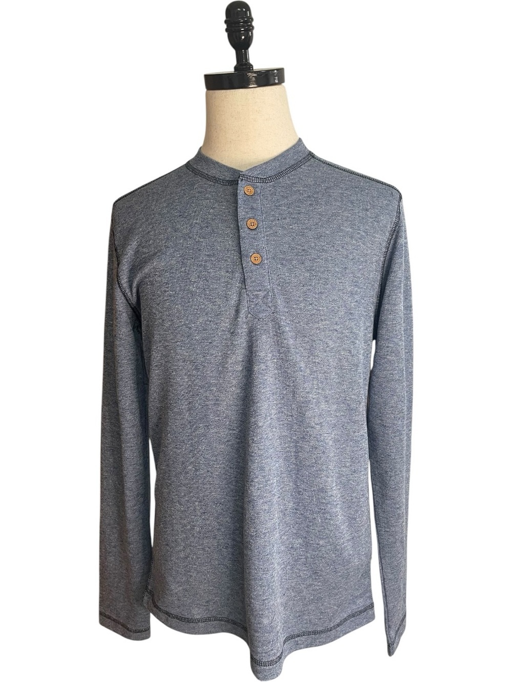 Vintage 1946 Marled Terry Henley Shirt Blue